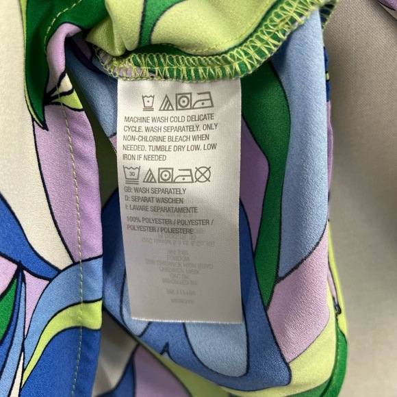 Belle Kim Gravel Blouse Womens Plus 1X Button Up V-neck Abstract Swirl Top - Picture 6 of 14